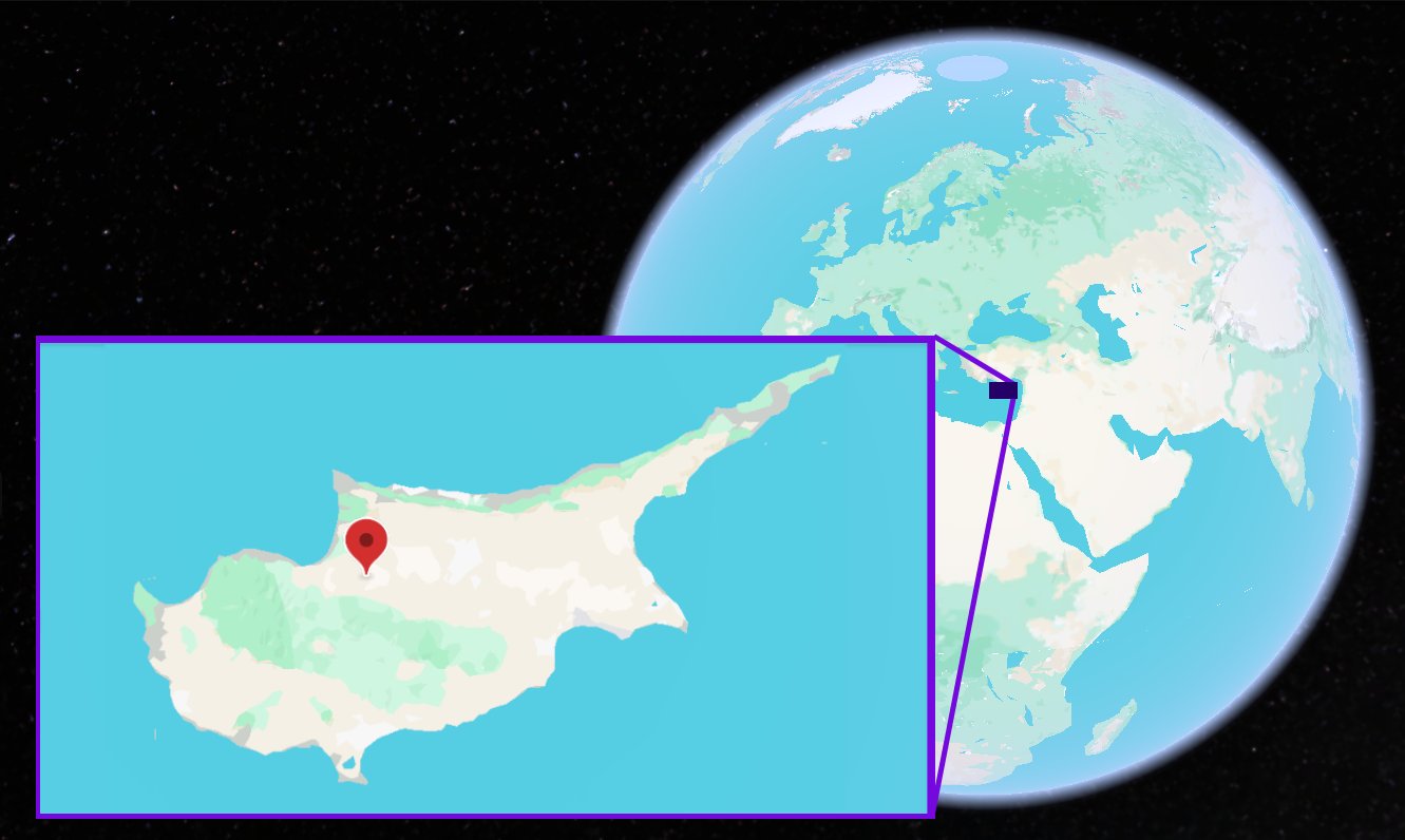 Potami village (Pliocene) shown on the globe