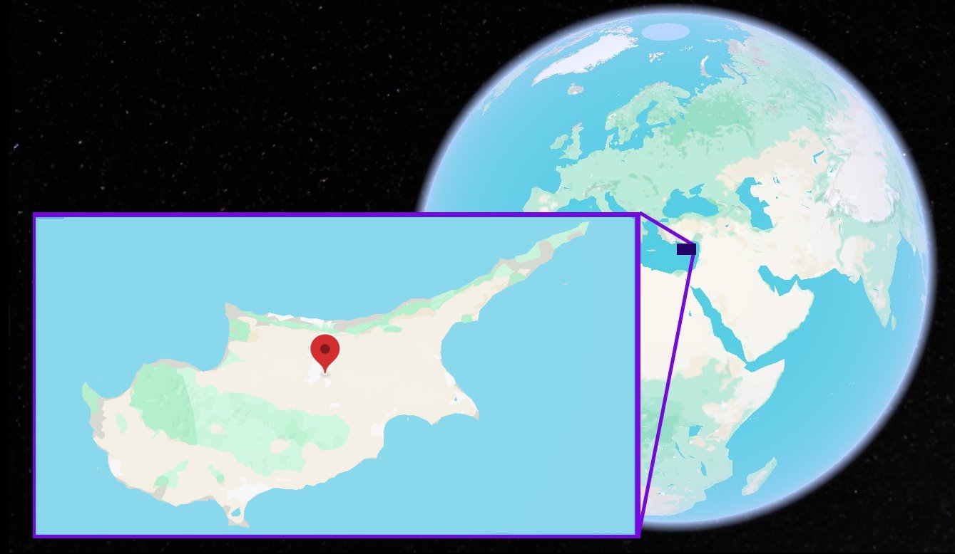 Strovolos, Lefkosia shown on the globe