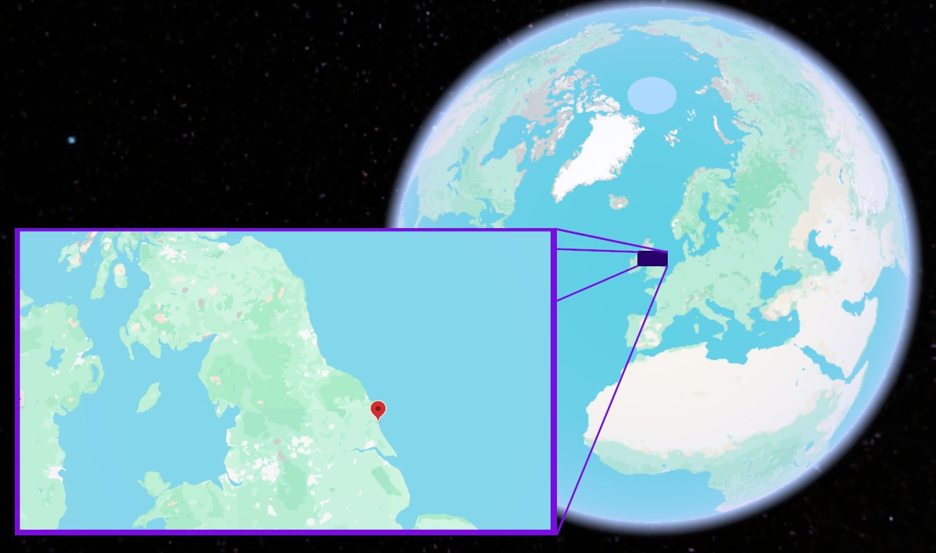 Ulrome, Yorkshire shown on the globe